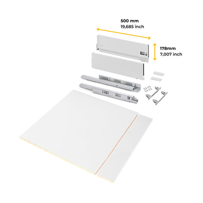 Emuca Kit di cassetti per cucina o bagno Vertex con regolazione 3D, altezza 178 mm, con pannelli inclusi, modulo 600 mm, Verniciato bianco