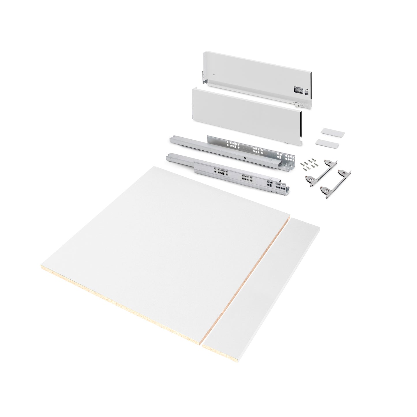 Emuca Kit di cassetti per cucina o bagno Vertex con regolazione 3D, altezza 178 mm, con pannelli inclusi, modulo 600 mm, Verniciato bianco