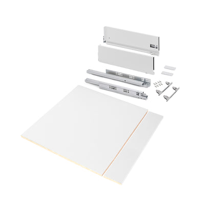 Emuca Kit di cassetti per cucina o bagno Vertex con regolazione 3D, altezza 178 mm, con pannelli inclusi, modulo 600 mm, Verniciato bianco