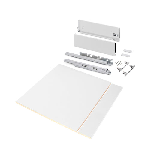 Emuca Kit di cassetti per cucina o bagno Vertex con regolazione 3D, altezza 178 mm, con pannelli inclusi, modulo 600 mm, Verniciato bianco