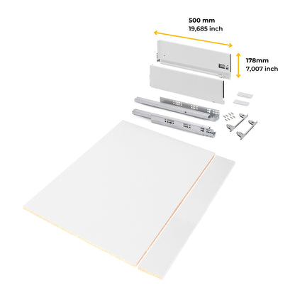 Kit cassetto per cucina o bagno Vertex di altezza 178mm con pannelli inclusi e regolazione 3D