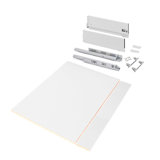 Emuca Kit di cassetti per cucina o bagno Vertex con regolazione 3D, altezza 178 mm, con pannelli inclusi, modulo 900 mm, Verniciato bianco