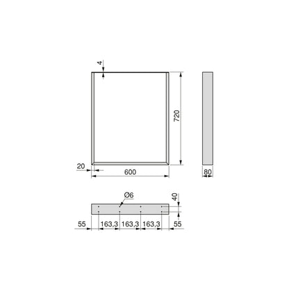 Emuca Set di gambe per tavolo rettangolare Square, larghezza 600mm, Acciaio, Verniciato bianco