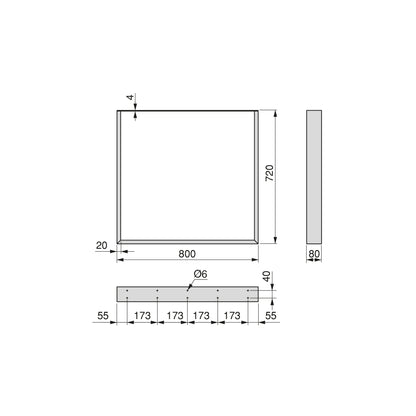 Emuca Set di gambe per tavolo rettangolare Square, larghezza 800mm, Acciaio, Verniciato nero