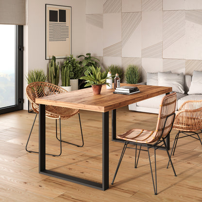 Emuca Set di gambe per tavolo rettangolare Square, larghezza 800mm, Acciaio, Verniciato nero