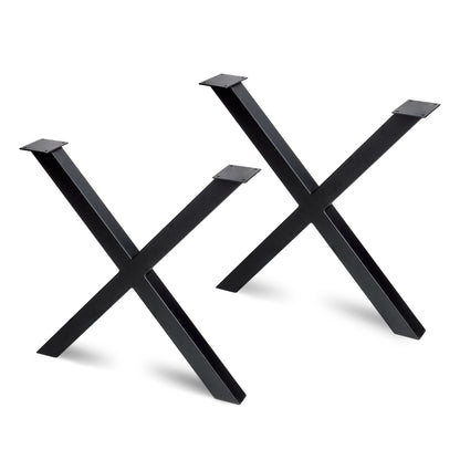 Emuca Set di gambe per tavolo Cross, larghezza 695mm, Acciaio, Verniciato nero