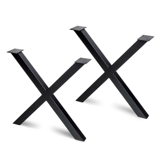 Emuca Set di gambe per tavolo Cross, larghezza 695mm, Acciaio, Verniciato nero