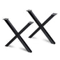 Emuca Set di gambe per tavolo Cross, larghezza 695mm, Acciaio, Verniciato nero