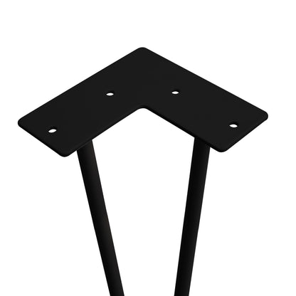 Emuca Lotto di 4 gambe Hairpin a 2 aste per tavolo, altezza 400mm, Acciaio, Verniciato nero
