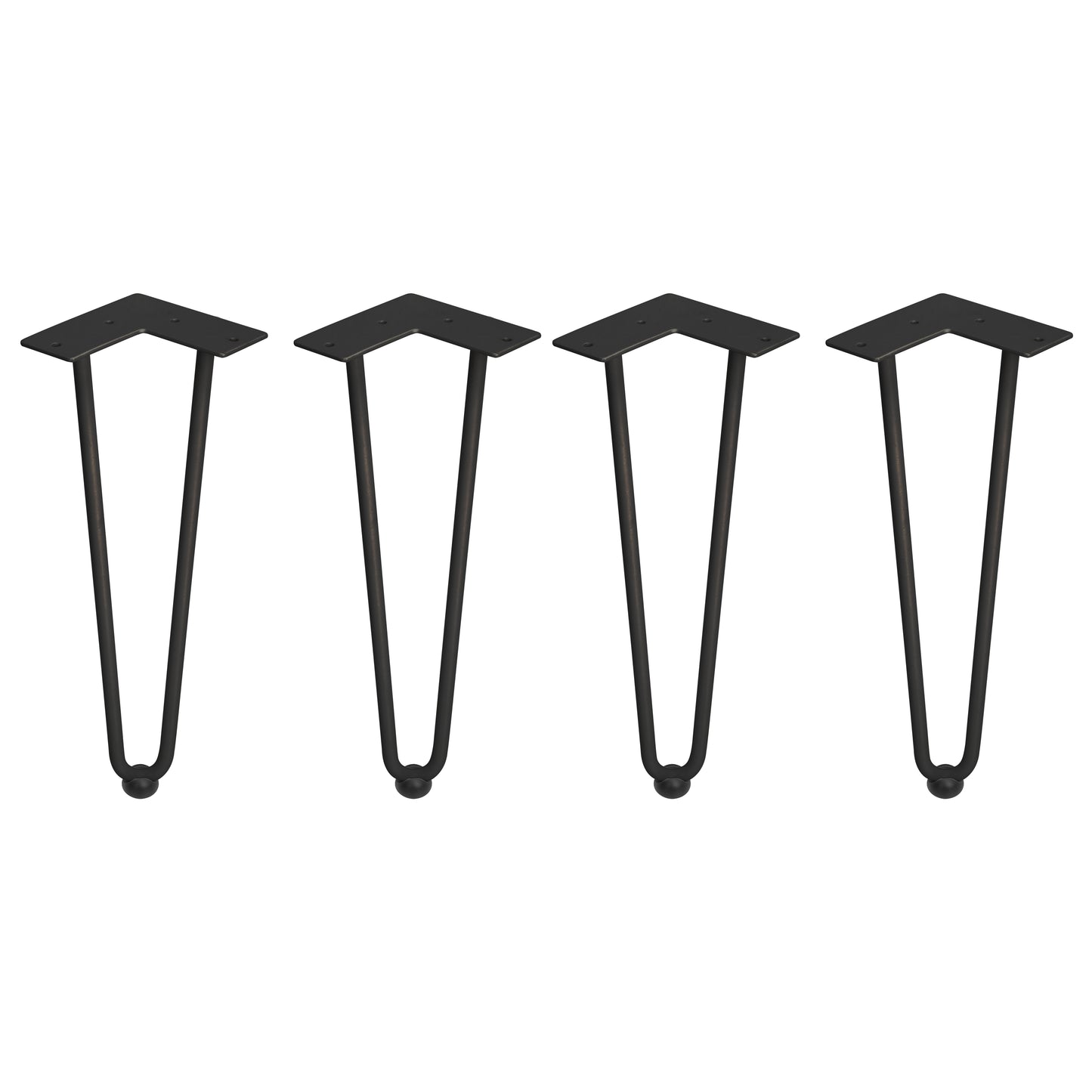 Emuca Lotto di 4 gambe Hairpin a 2 aste per tavolo, altezza 400mm, Acciaio, Verniciato nero