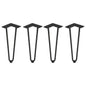Emuca Lotto di 4 gambe Hairpin a 2 aste per tavolo, altezza 400mm, Acciaio, Verniciato nero