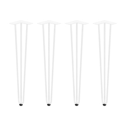 Emuca Lotto di 4 gambe Hairpin a 3 aste per tavolo, altezza 710mm, Acciaio, Verniciato bianco