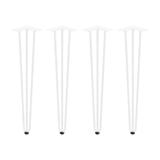 Emuca Lotto di 4 gambe Hairpin a 3 aste per tavolo, altezza 710mm, Acciaio, Verniciato bianco