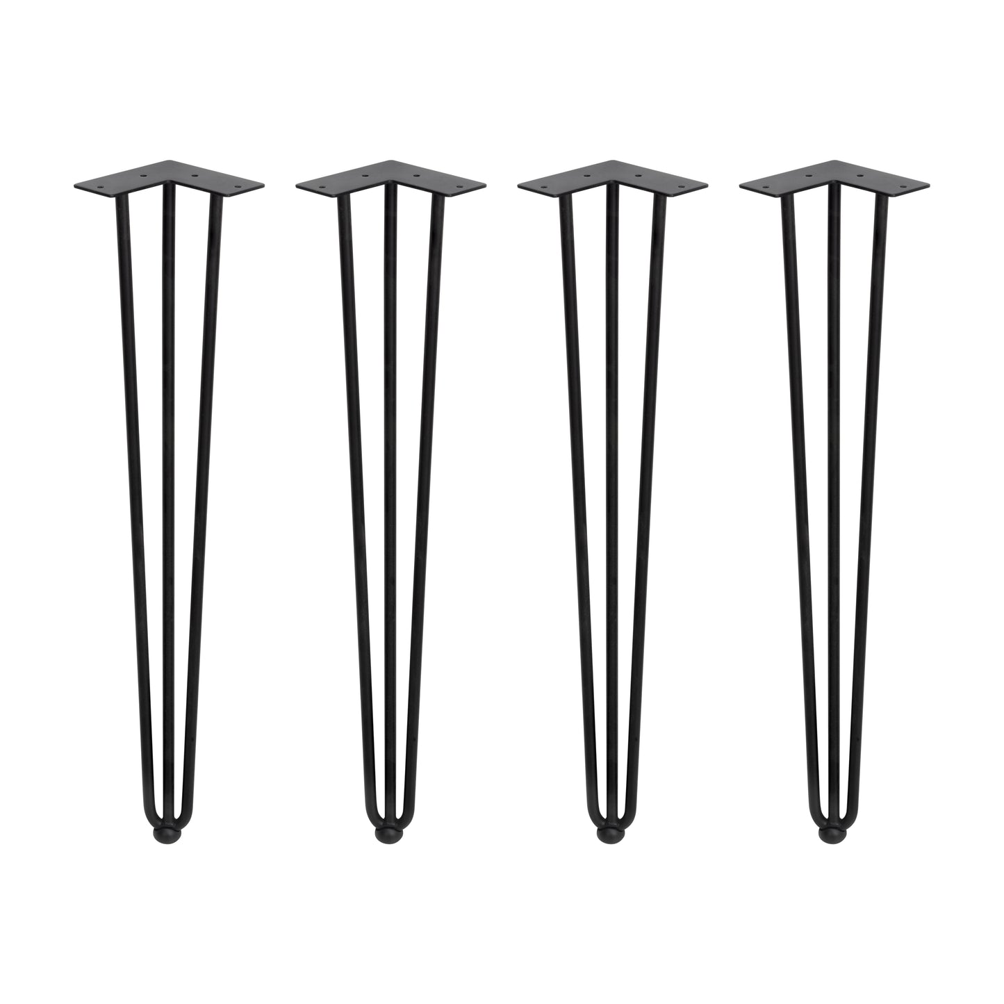 Emuca Lotto di 4 gambe Hairpin a 3 aste per tavolo, altezza 710mm, Acciaio, Verniciato nero