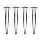 Emuca Lotto di 4 gambe Hairpin a 3 aste per tavolo, altezza 710mm, Acciaio, Verniciato nero