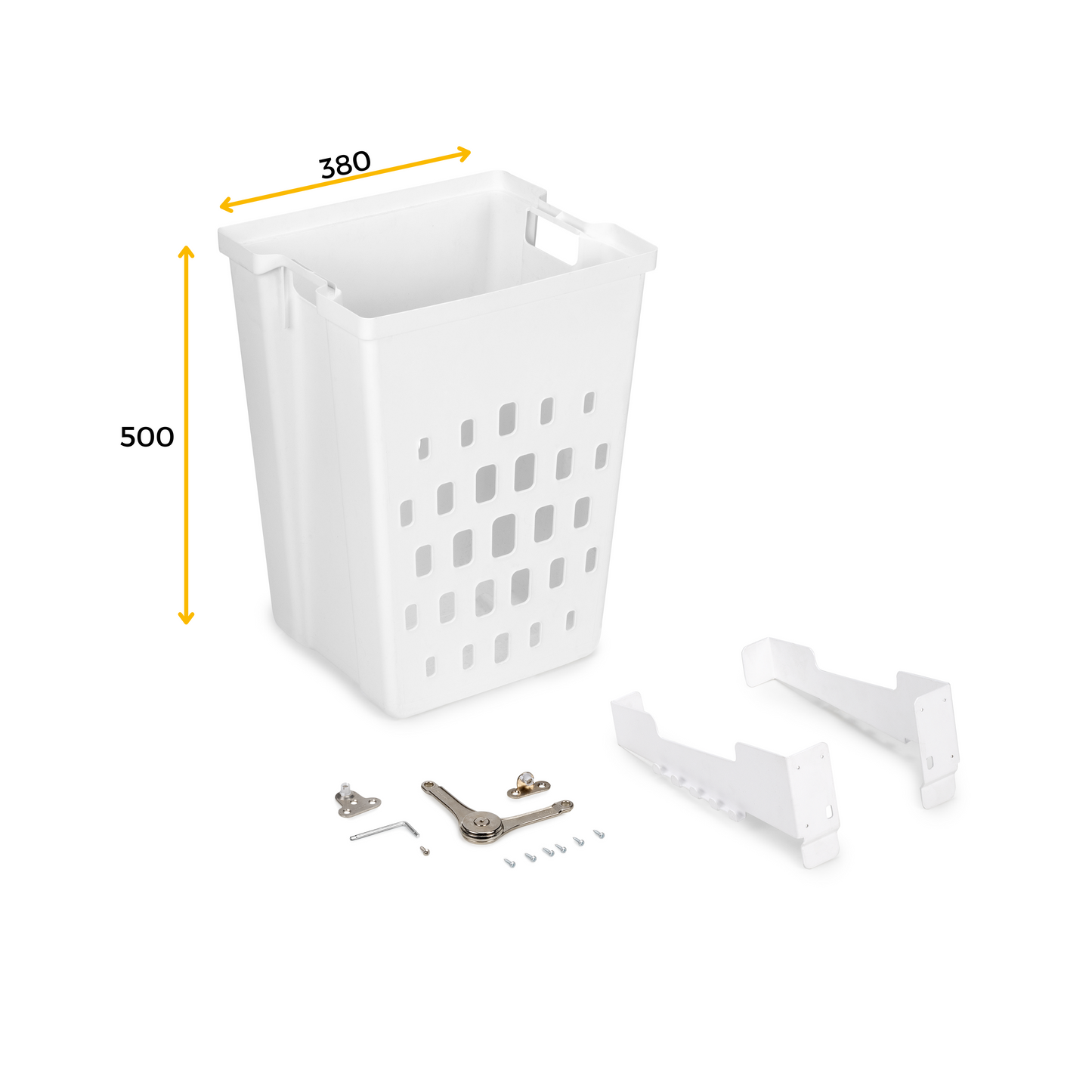 Emuca Cesto da bucato con sistema di ante a ribalta, unità Laundry da 450 mm, Tecnoplastica e Acciaio, Bianca