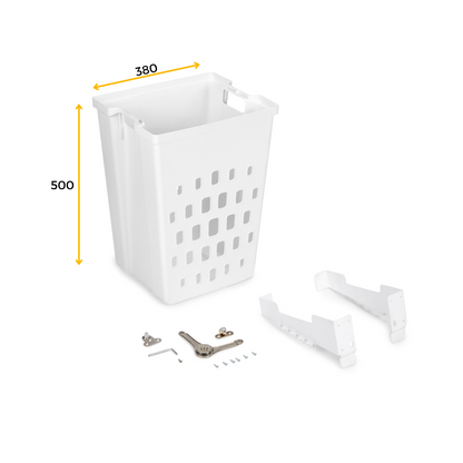 Emuca Cesto da bucato con sistema di ante a ribalta, unità Laundry da 450 mm, Tecnoplastica e Acciaio, Bianca