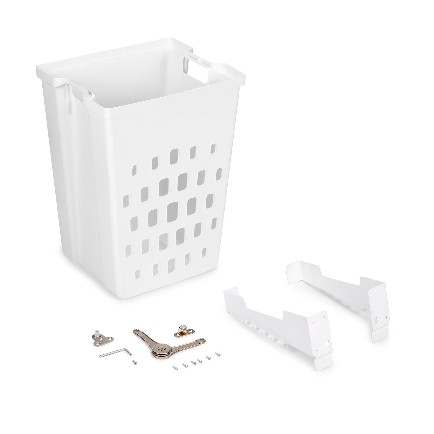 Emuca Cesto da bucato con sistema di ante a ribalta, unità Laundry da 450 mm, Tecnoplastica e Acciaio, Bianca