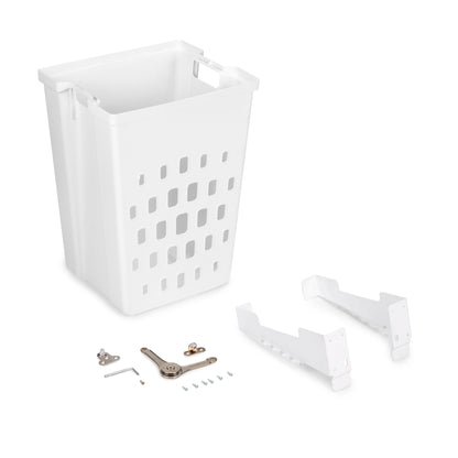 Emuca Cesto da bucato con sistema di ante a ribalta, unità Laundry da 450 mm, Tecnoplastica e Acciaio, Bianca