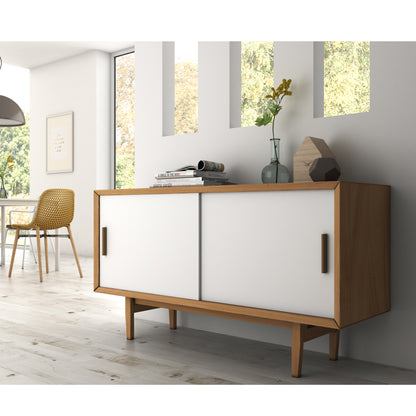 Sistema Flow in formato kit per armadio a 2 ante scorrevoli in legno supportate con chiusura ammortizzata
