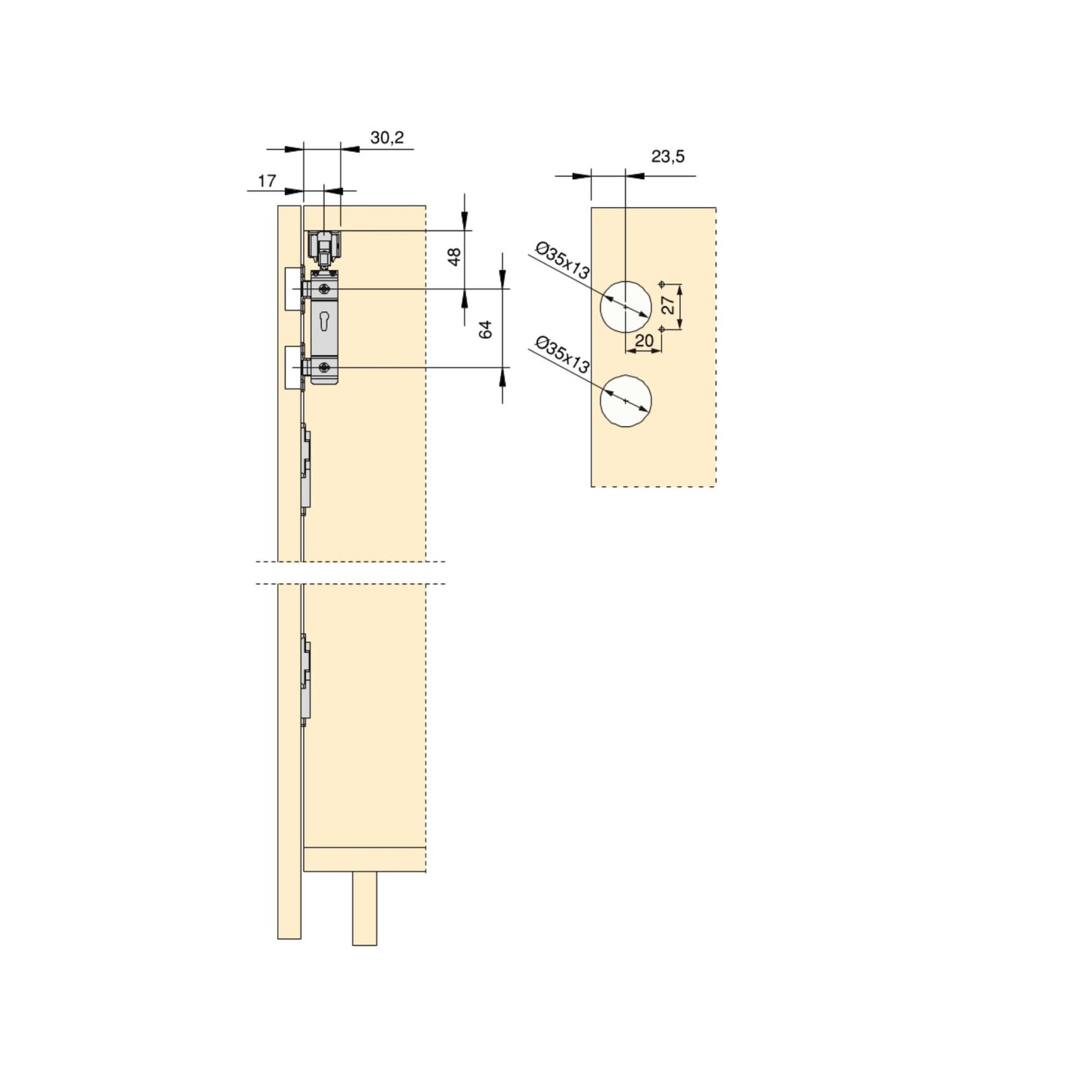 Emuca Kit di ferramenta per armadio 2 ante scorrevoli pieghevoli con chiusura soft Twofold, per 4 pannelli non inclusi, Senza guida, Anodizzato opaco