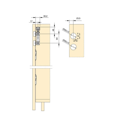 Emuca Kit di ferramenta per armadio 2 ante scorrevoli pieghevoli con chiusura soft Twofold, per 4 pannelli non inclusi, Senza guida, Anodizzato opaco