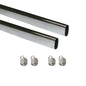 Emuca Lotto di 2 tubi appendiabiti ovali 30x15mm per armadi lunghezza 1,15m con reggitubi, Acciaio e Zama, Cromato lucido