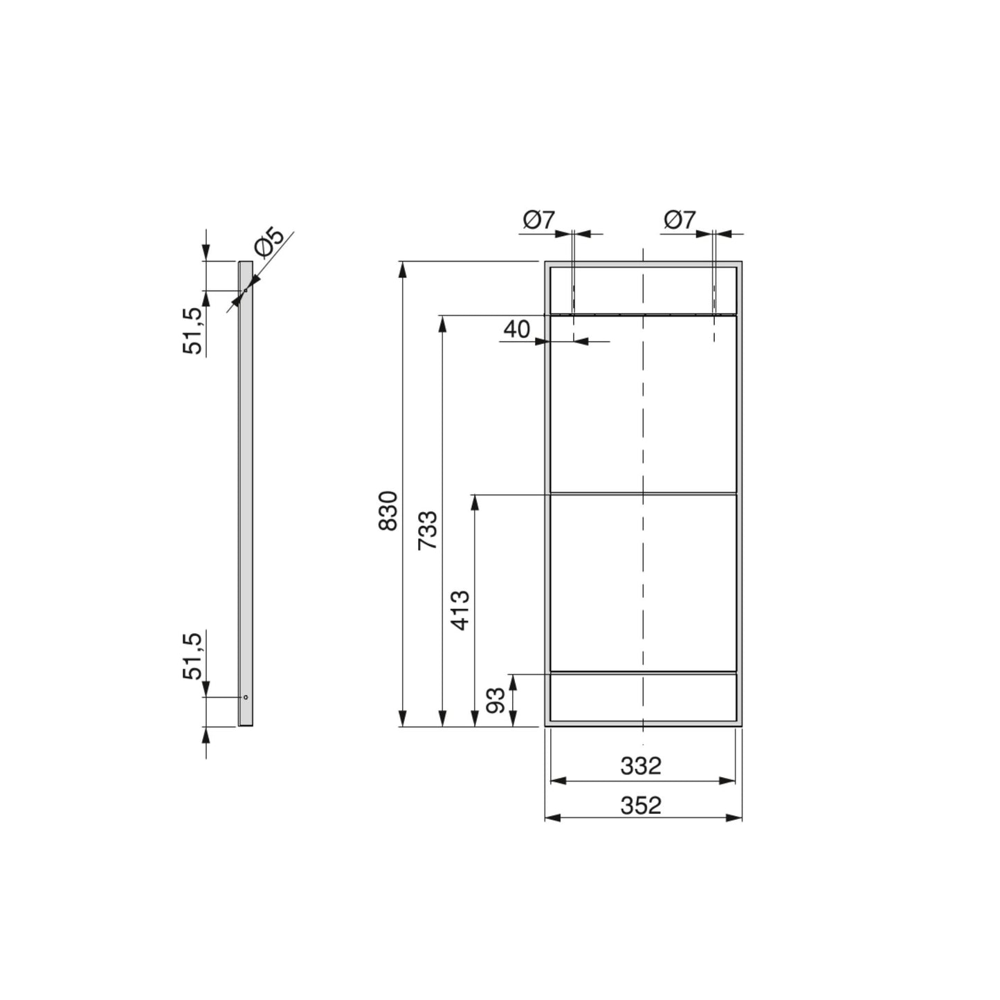 Emuca Set di telai per scaffali Lader, altezza 830 mm, Acciaio, Verniciato nero