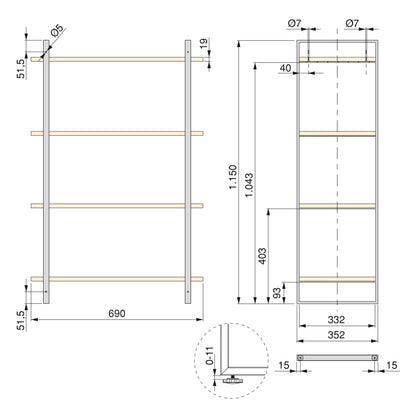 Scaffale Lader con struttura e ripiani
