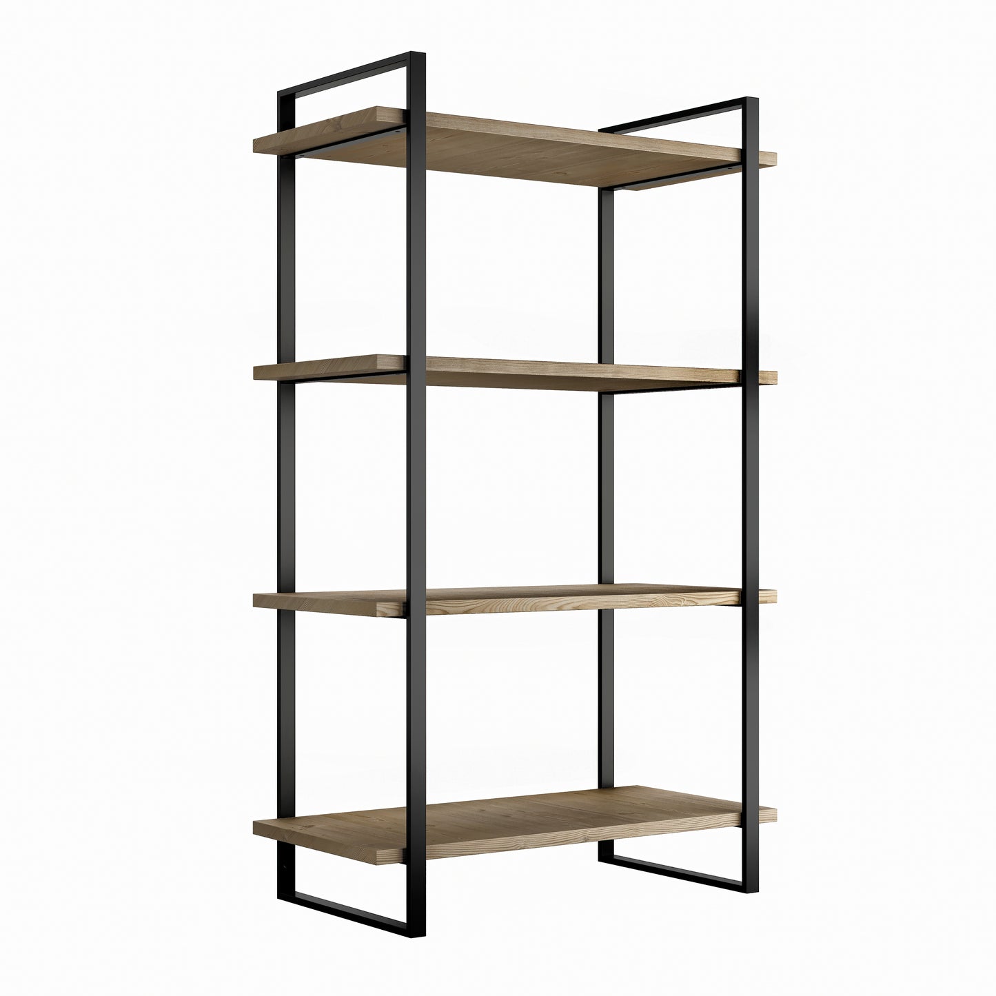 Emuca Kit di scaffali Lader con struttura e ripiani, altezza 1150 mm, Acciaio, Verniciato nero e Legno