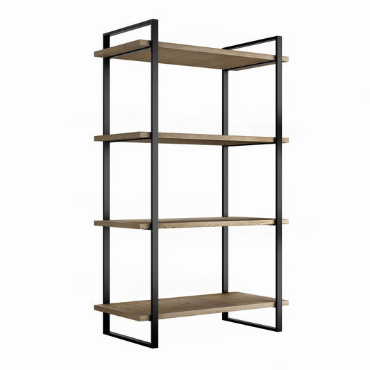 Emuca Kit di scaffali Lader con struttura e ripiani, altezza 1150 mm, Acciaio, Verniciato nero e Legno