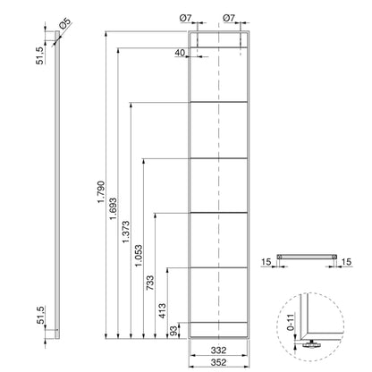 Emuca Set di telai per scaffali Lader, altezza 1790 mm, Acciaio, Verniciato nero