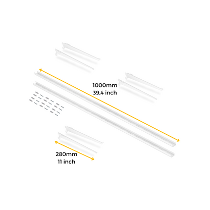 Emuca Kit di 3 mensole con staffe e supporti a parete Jagmet, lunghezza 280 mm, Acciaio, Verniciato bianco