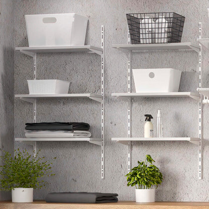 Emuca Kit di 3 mensole con staffe e supporti a parete Jagmet, lunghezza 280 mm, Acciaio, Verniciato bianco