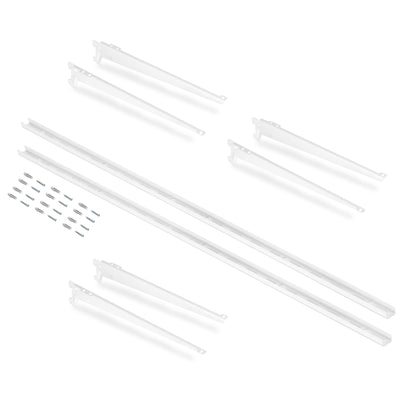 Emuca Kit di 3 mensole con staffe e supporti a parete Jagmet, lunghezza 280 mm, Acciaio, Verniciato bianco
