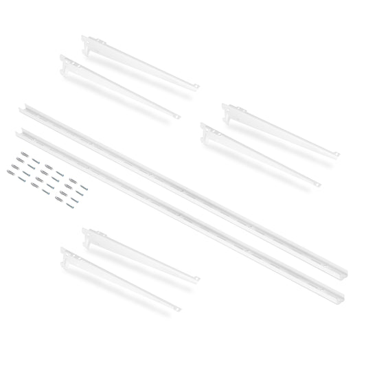 Emuca Kit di 3 mensole con staffe e supporti a parete Jagmet, lunghezza 280 mm, Acciaio, Verniciato bianco