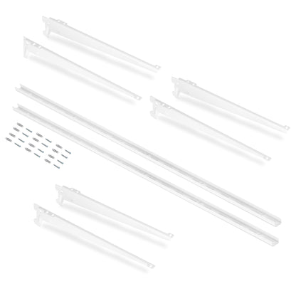 Emuca Kit di 3 mensole con staffe e supporti a parete Jagmet, lunghezza 380 mm, Acciaio, Verniciato bianco