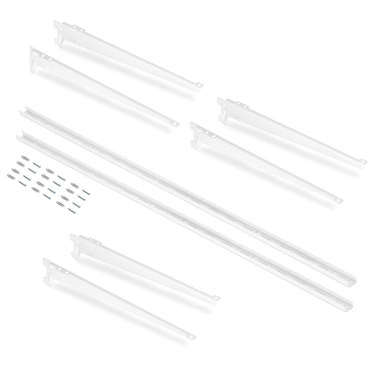Emuca Kit di 3 mensole con staffe e supporti a parete Jagmet, lunghezza 380 mm, Acciaio, Verniciato bianco