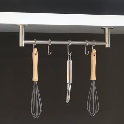 Emuca Gancio da cucina adesivo con 5 ganci Supra, Acciaio inossidabile