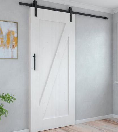 Emuca Kit di ferramentaper porta scorrevole appesa in legno Barn, con chiusura soft, pannelli non inclusi, Acciaio e Tecnoplastica, Verniciato nero