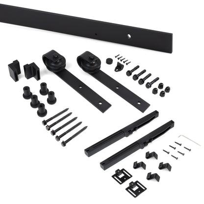 Emuca Kit di ferramentaper porta scorrevole appesa in legno Barn, con chiusura soft, pannelli non inclusi, Acciaio e Tecnoplastica, Verniciato nero