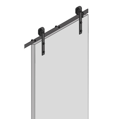 Emuca Kit di ferramentaper porta scorrevole appesa in legno Barn, con chiusura soft, pannelli non inclusi, Acciaio e Tecnoplastica, Verniciato nero