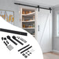 Emuca Kit di ferramentaper porta scorrevole appesa in legno Barn, con chiusura soft, pannelli non inclusi, Acciaio e Tecnoplastica, Verniciato nero