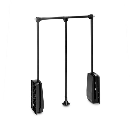 Emuca Appendiabiti per armadio Hang, larghezza regolabile 450-600 mm, Acciaio e Tecnoplastica, Verniciato nero