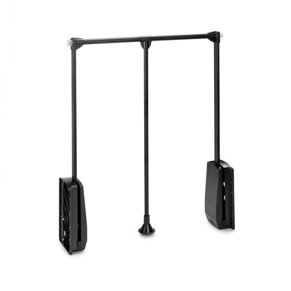 Emuca Appendiabiti per armadio Hang, larghezza regolabile 600-830 mm, Acciaio e Tecnoplastica, Verniciato nero
