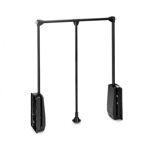 Emuca Appendiabiti per armadio Hang, larghezza regolabile 600-830 mm, Acciaio e Tecnoplastica, Verniciato nero