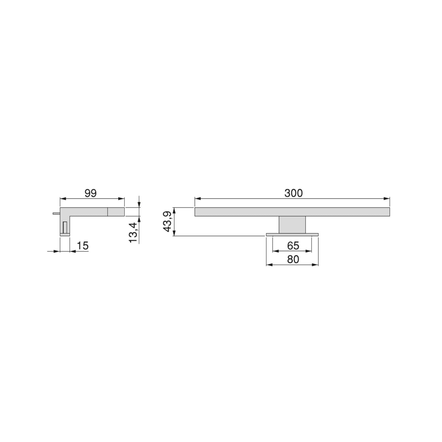 Emuca Faretto LED per specchio da bagno Virgo (AC 230V 50Hz), non necessita di convertitore, L300mm, Luce Bianco Freddo 6.000K, Tecnoplastica, Cromato lucido
