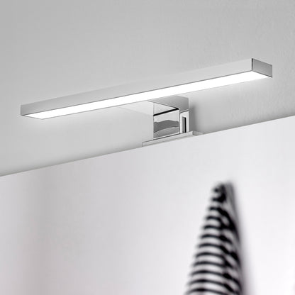 Emuca Faretto LED per specchio da bagno Virgo (AC 230V 50Hz), non necessita di convertitore, L300mm, Luce Bianco Freddo 6.000K, Tecnoplastica, Cromato lucido
