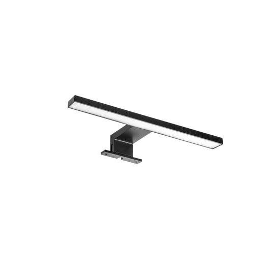 Emuca Faretto LED per specchio da bagno Virgo (AC 230V 50Hz), non necessita di convertitore, L300mm, Luce Bianco Freddo 6.000K, Tecnoplastica, Verniciato nero