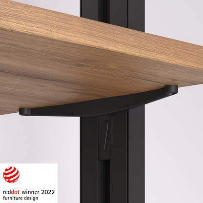 Emuca Kit di staffe per 4 ripiani in legno e 1 asta appendiabiti lunga 1 m Zero, Alluminio e Zama e Tecnoplastica, Verniciato nero testurizzato